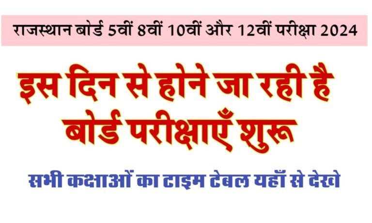 Rajasthan Board Exam Time Table 5th 8th 10th 12th: आरबीएसई बोर्ड परीक्षा 2024 टाइम टेबल जारी