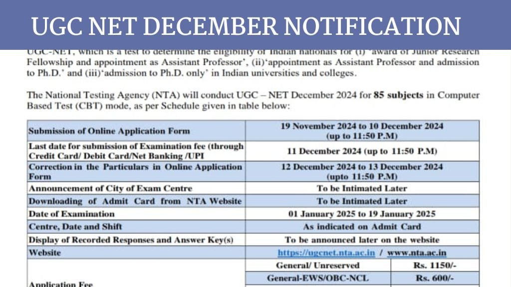 UGC NET December 2024 Notification