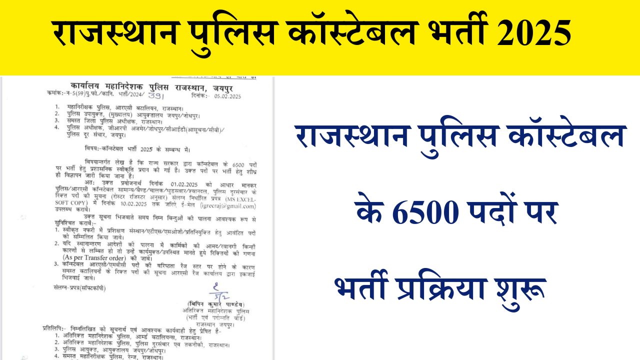 Rajasthan Police Constable New Vacancy 2025